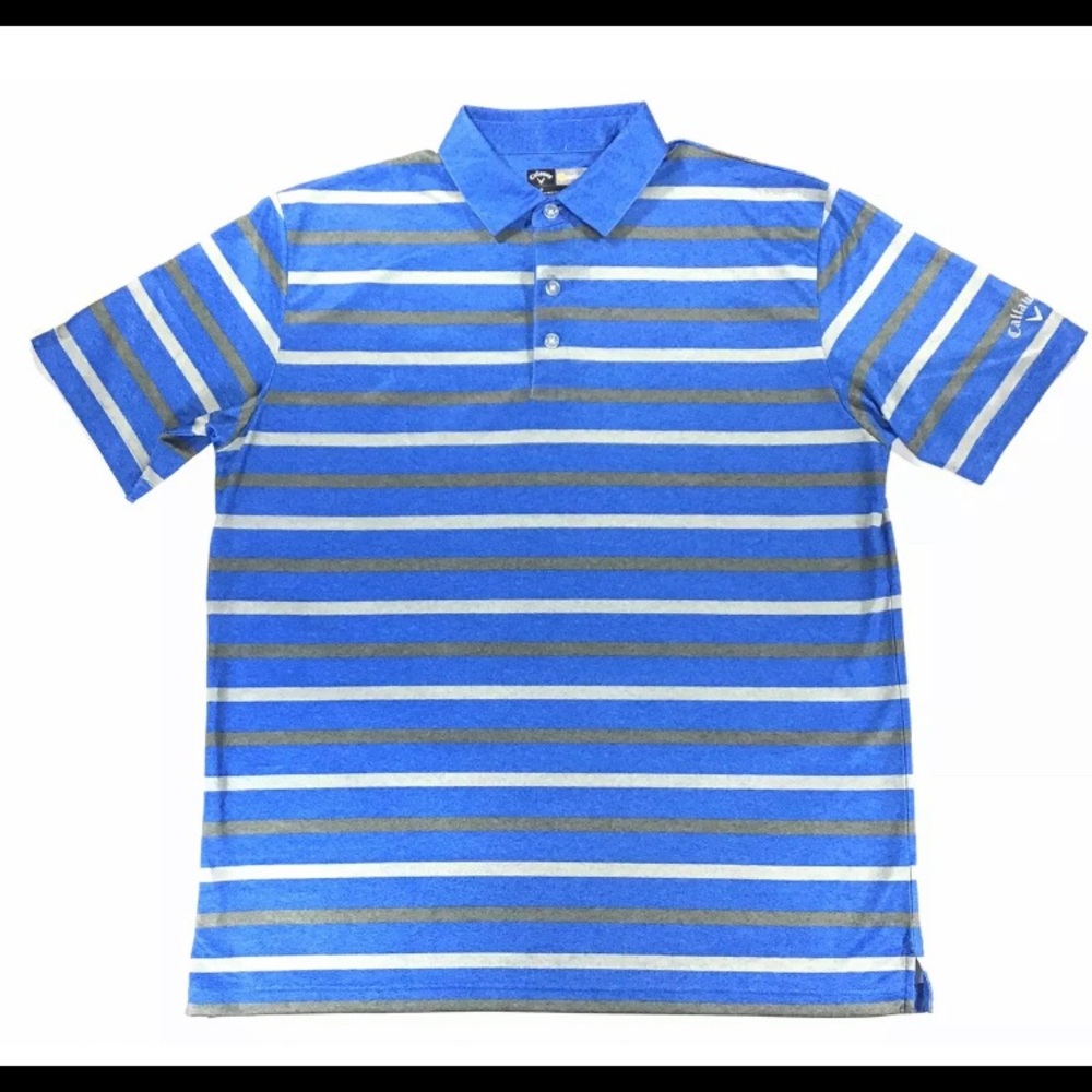 Callaway Opti Dri Polo Blue/Gray Striped Size L